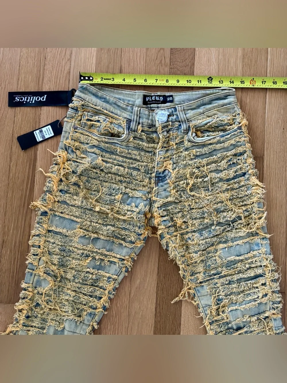 New Politics Jeans Co Deadstock Denim Distressed/Flare Sandblast With Tags $128